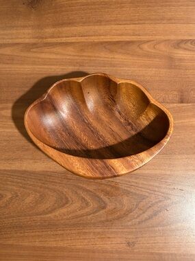 Handcrafted Wood Serving Bowl - Brown